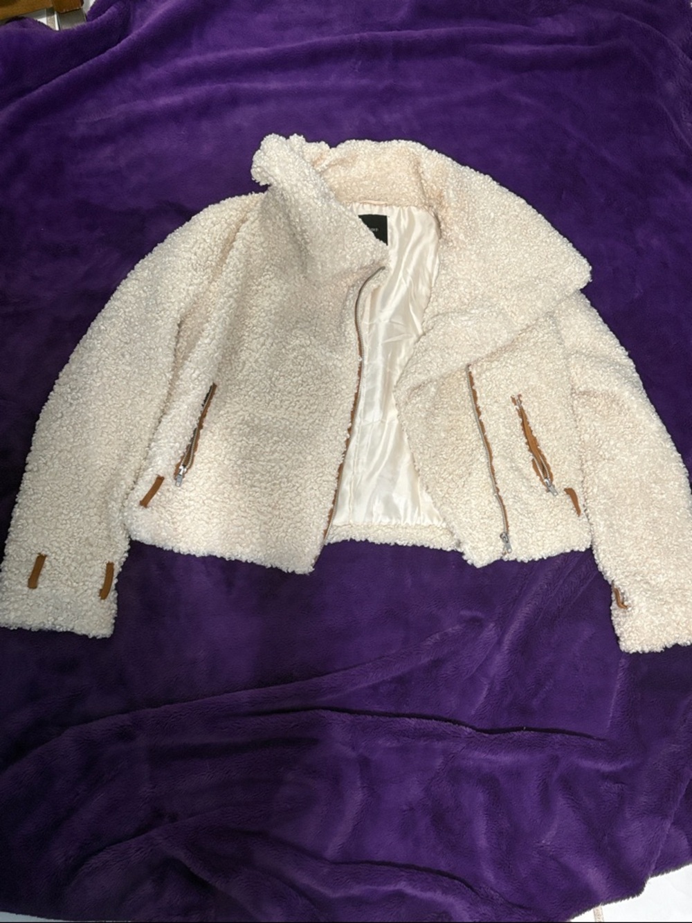 Forever 21 Cream Teddy Sherpa Jacket